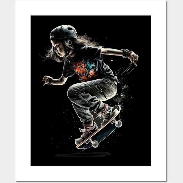 skater girl clothes aesthetic egirl skating Wall Art by JayD World